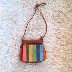 Rainbow Leather Fossil Crossbody Bag